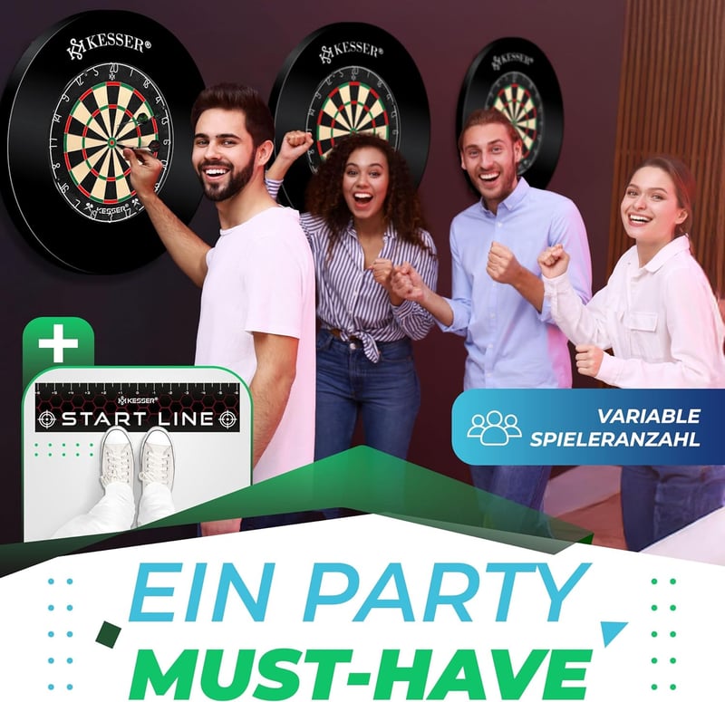 KESSER® Steeldart Professional Dartscheibe mit 9 Pfeilen und Zubehör
