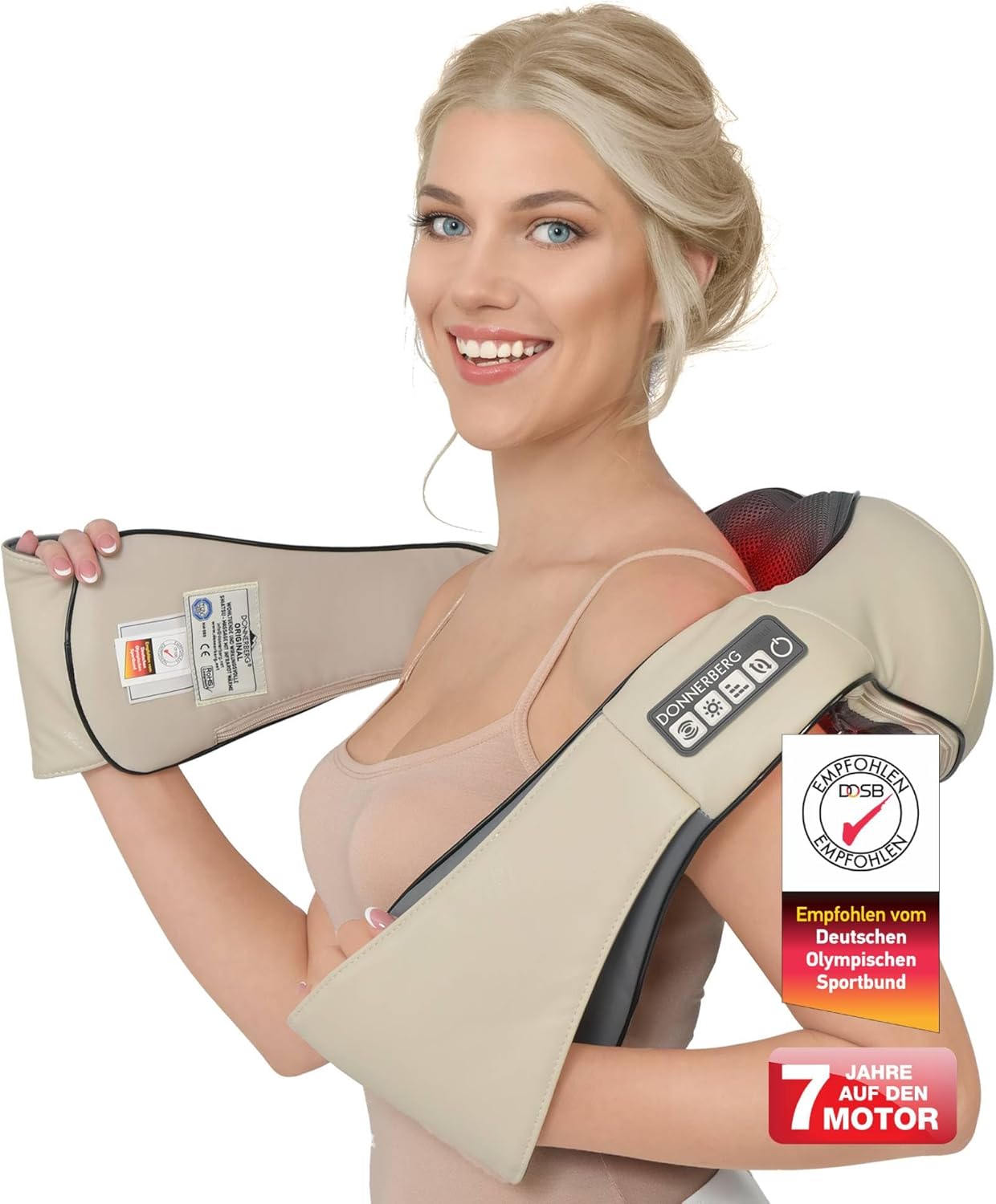 DONNERBERG® Nackenmassagegerät mit Wärme - Shiatsu Massage beige