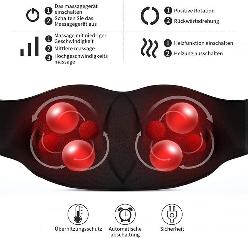 Nackenmassagegerät mit Wärme – 3D Shiatsu Massage für die ganze Familie