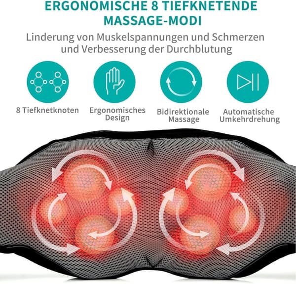 Shiatsu Massagekissen mit Wärme für Auto und Büro - Nekteck