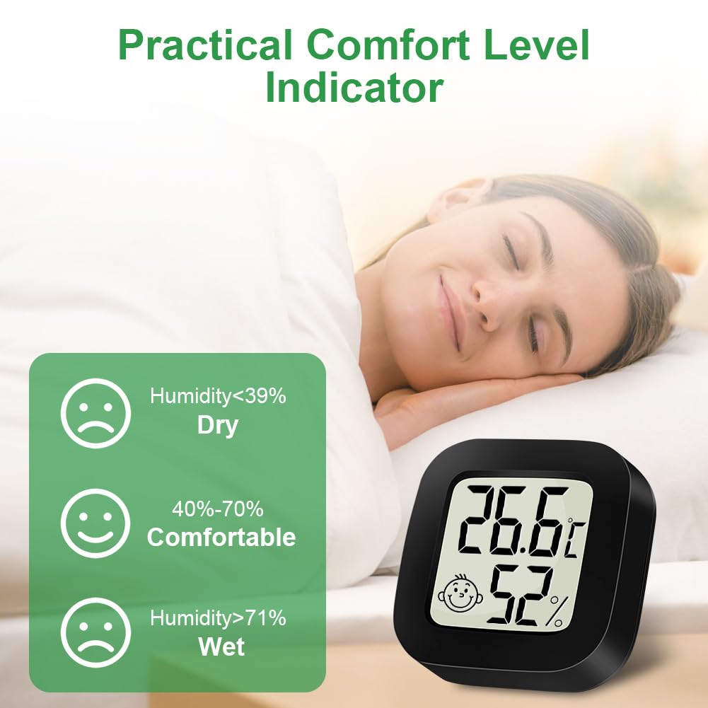 Mini LCD Thermometer und Hygrometer für Innenräume – Schwarz
