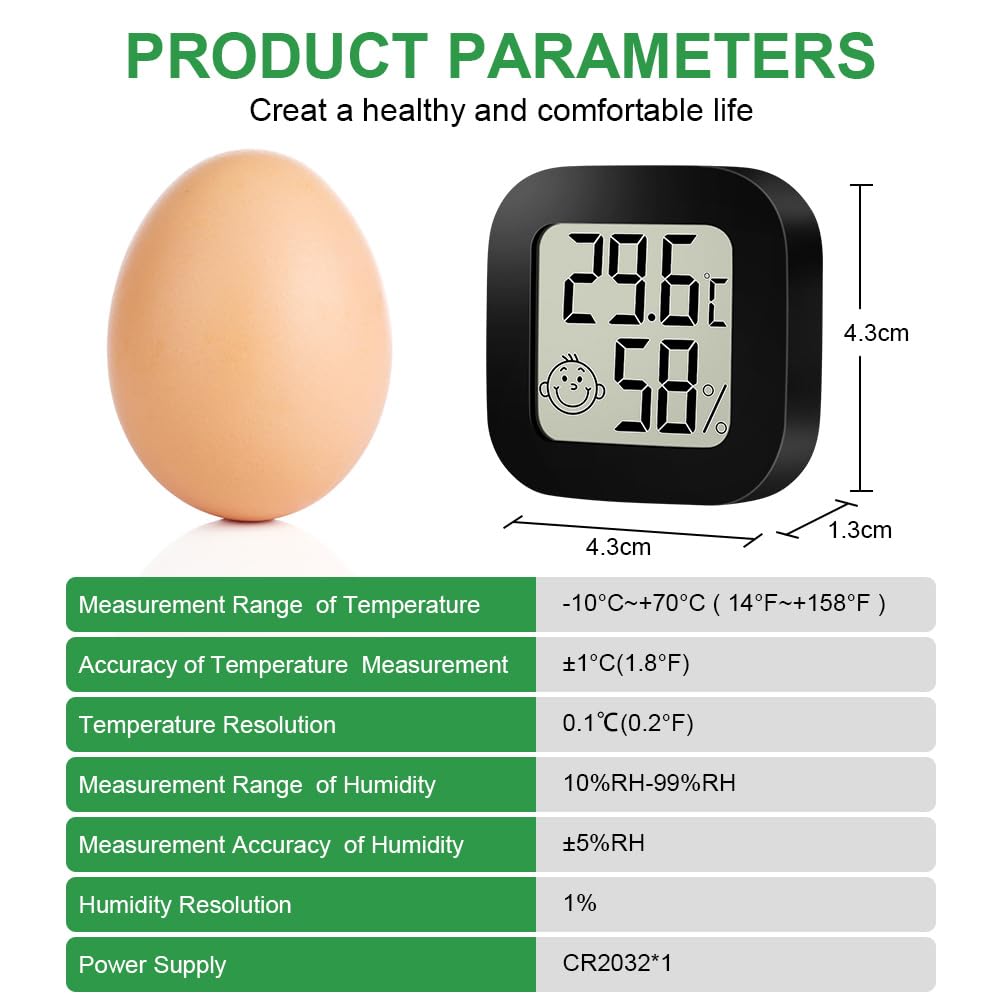 Mini LCD Thermometer und Hygrometer für Innenräume – Schwarz