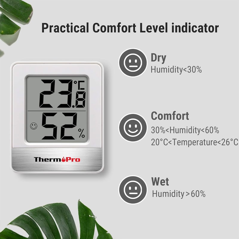Digitales Mini-Thermo-Hygrometer mit Smiley-Indikator für Innenräume