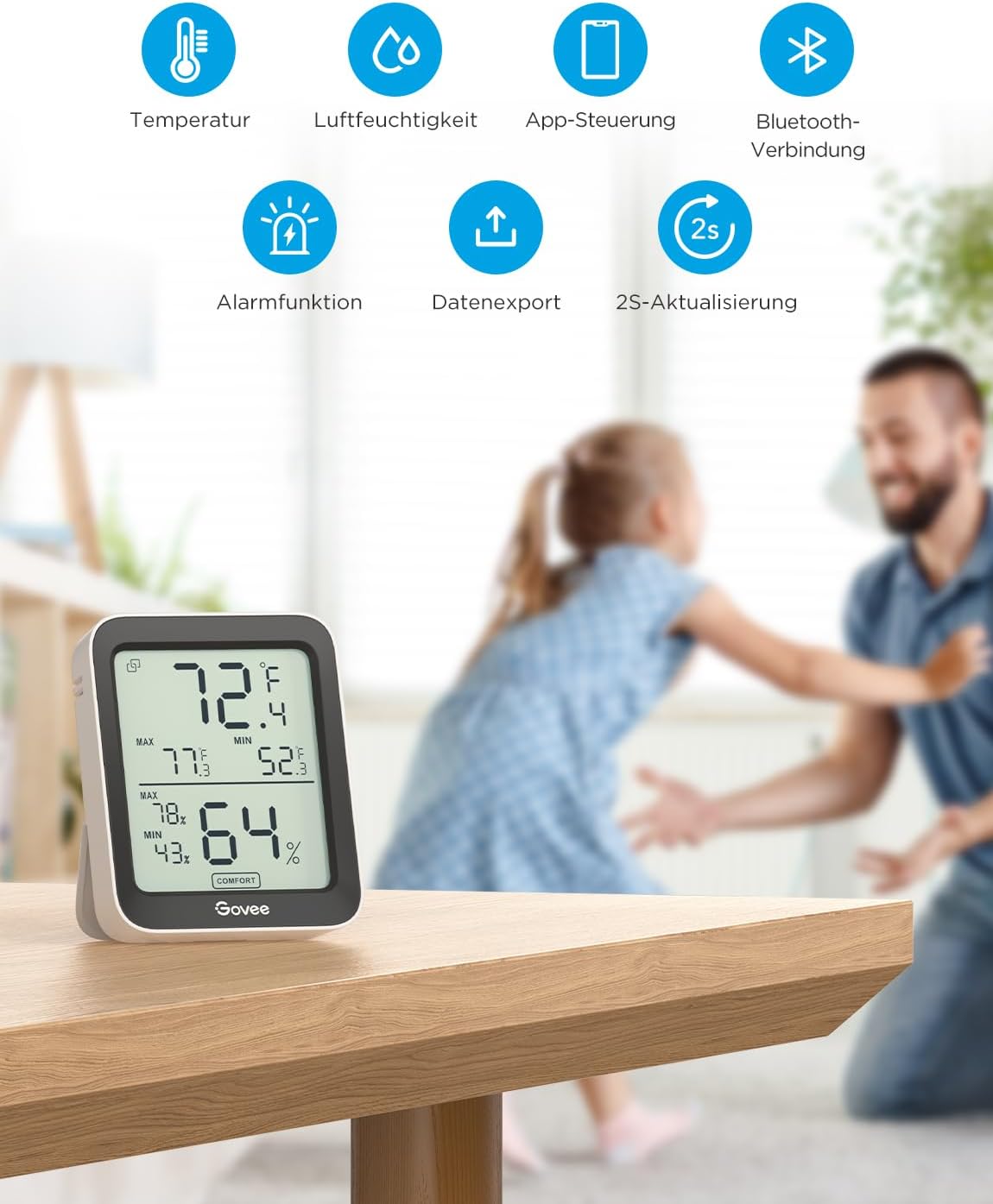 Govee Digitales Thermo-Hygrometer für Innenräume mit APP und Alarm