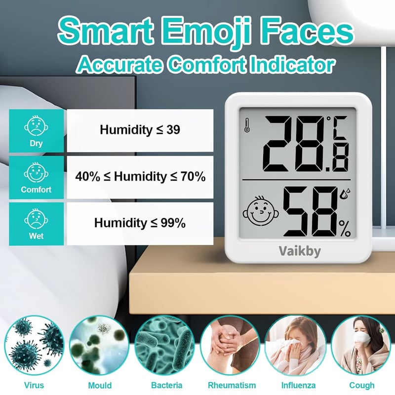 Digitales Hygrometer-Thermometer 3er-Set für Innenräume, hohe Präzision