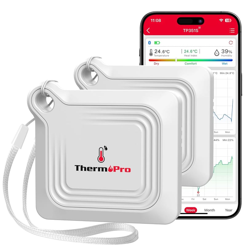 ThermoPro Bluetooth Hygrometer für Innenräume – 2er Set mit APP-Datenexport