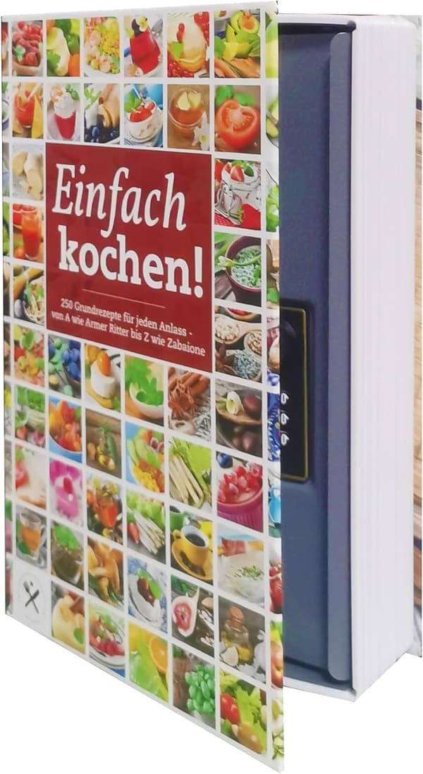 Kochbuch-Safe aus Aluminium mit Kombination - Geheimversteck für Geld