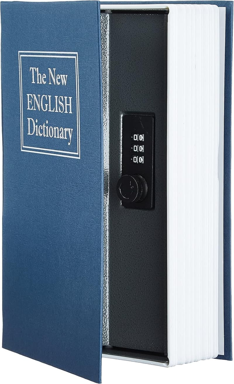 Buch-Safe Blau mit Kombinationsschloss – 5,6 x 15,5 x 23,9 cm