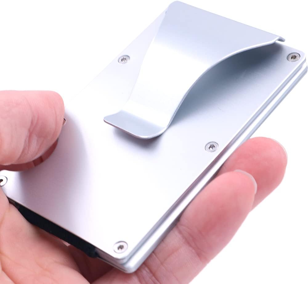Minimale Aluminium-Brieftasche mit Kartenblockierung für Herren – Silber