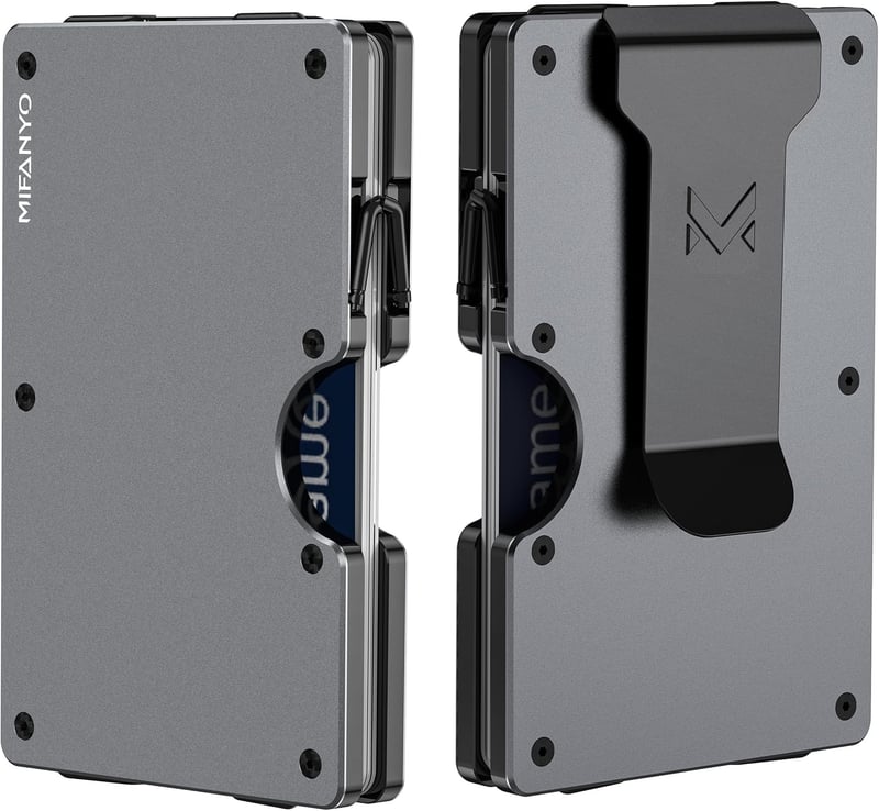 Schlanke Geldbörse aus Aluminium für Herren mit RFID-Blocker, mattgrau
