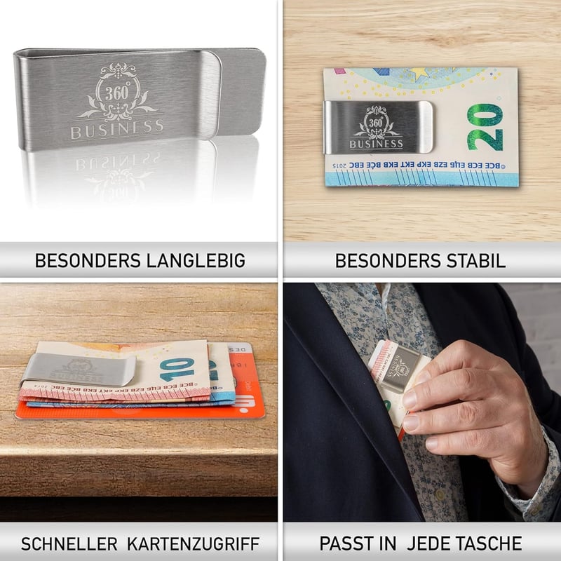 Edelstahl Geldklammer für Herren – Ideal zum Ausgehen – Silber