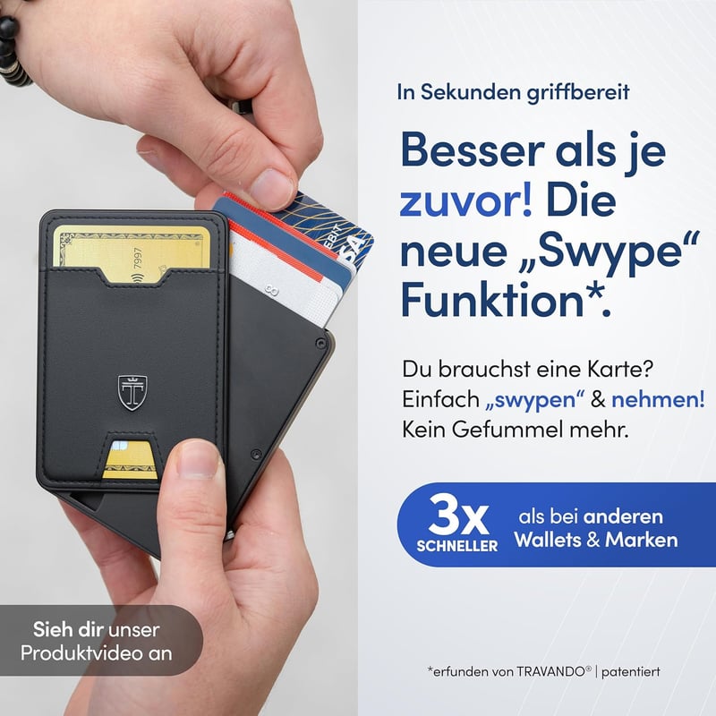 TRAVANDO SWYPE Slim Wallet aus Aluminium mit RFID-Schutz für Herren