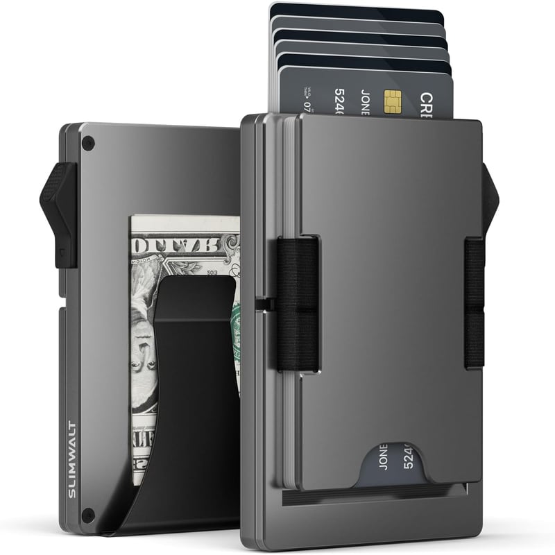 Slim Wallet Kartenetui mit RFID Schutz für 10-20 Karten (Grau)