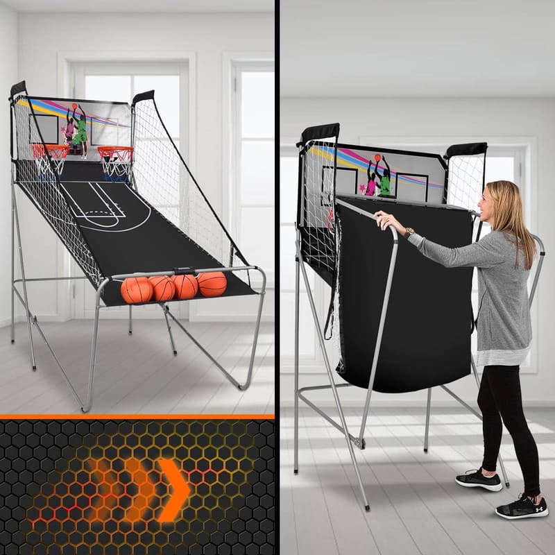 Klappbarer 8-in-1 Basketballautomat für Kinder und Erwachsene mit 8 Spielmodi