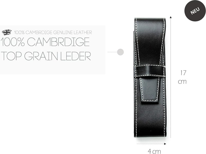 Personalisierbares Leder-Schreibgeräteetui für 2 Stifte, schwarz