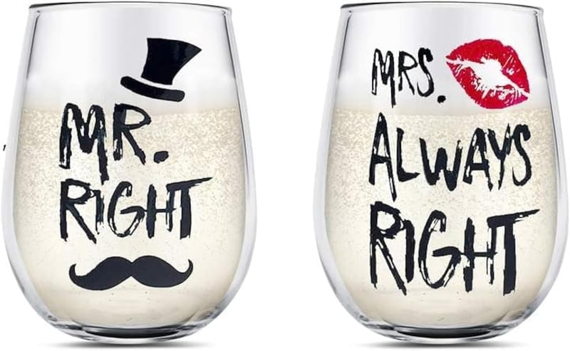 Personalisierte Weingläser für Paare – Mr. Right & Mrs. Always Right