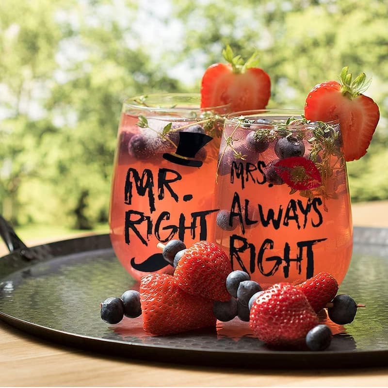 Personalisierte Weingläser für Paare – Mr. Right & Mrs. Always Right