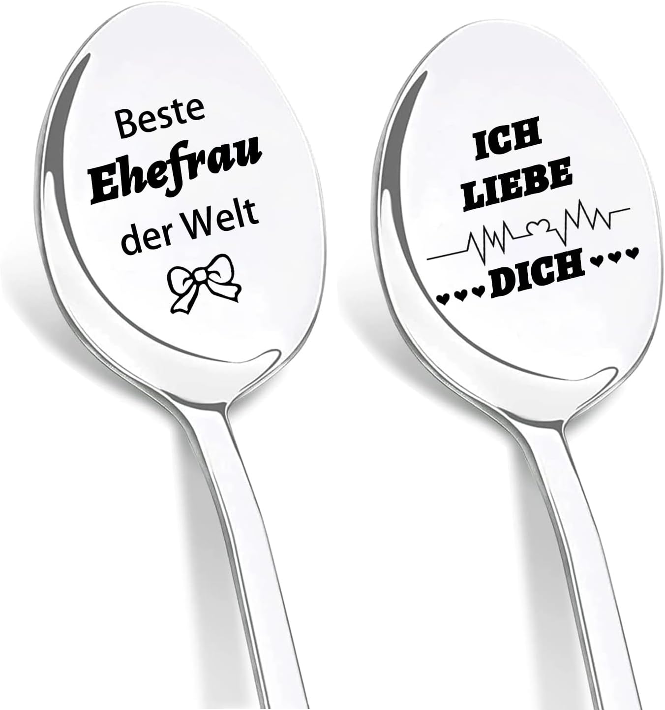Hochzeitstag Geschenk: 2 gravierte Kaffeelöffel für die Ehefrau