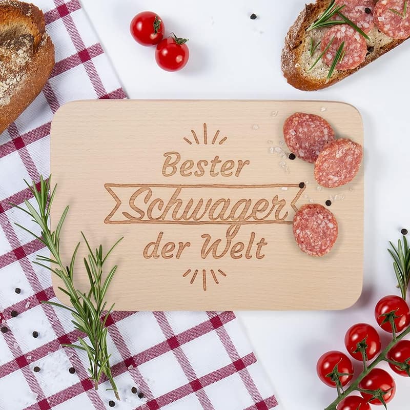 Frühstücksbrettchen für Schwager - Holzbrett, personalisiert