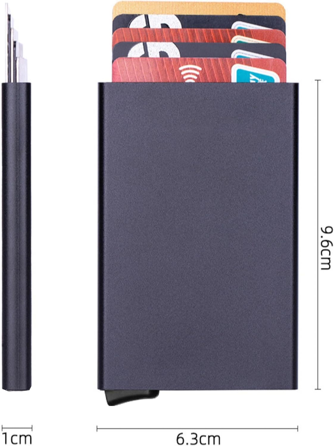 Eleganter RFID-sicherer Kartenhalter aus Aluminium für Damen und Herren, gold, 9,5 x 6 cm