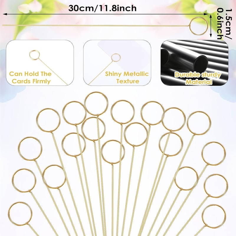 20er Set Goldene Metall Kartenhalter für Hochzeiten und Bastelarbeiten (30,5 cm)
