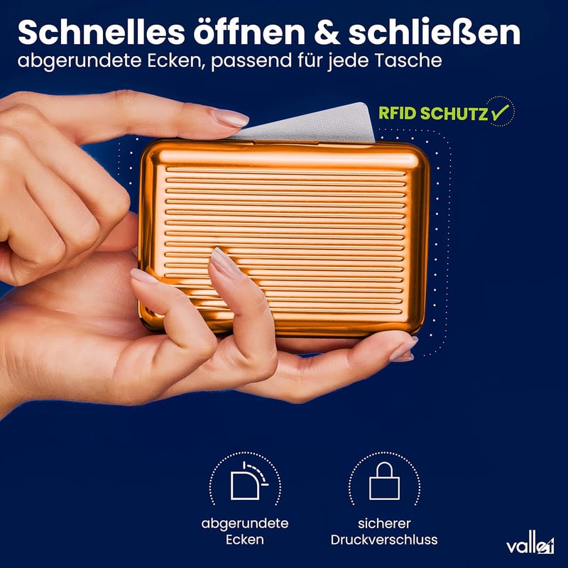 Aluminium Kreditkartenetui mit NFC & RFID Schutz für Damen und Herren