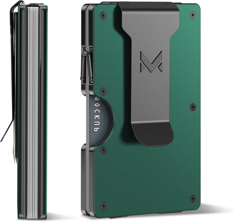 Minimalistisches RFID-blockierendes Geldbeutel für Herren aus Aluminium, Dunkelgrün