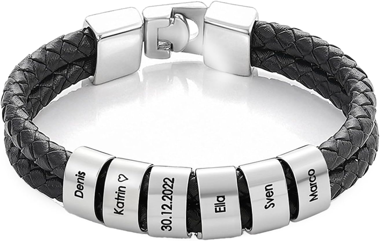 Personalisierbares Echtlederarmband für Männer mit Gravur