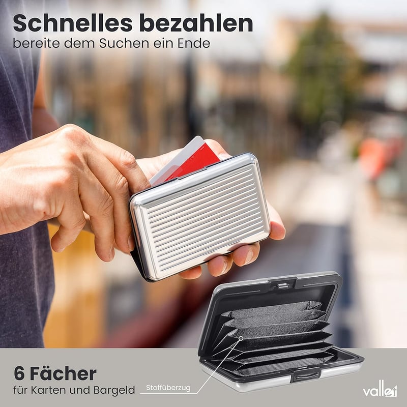 VALLET® Aluminium Kreditkartenetui mit NFC & RFID Schutz