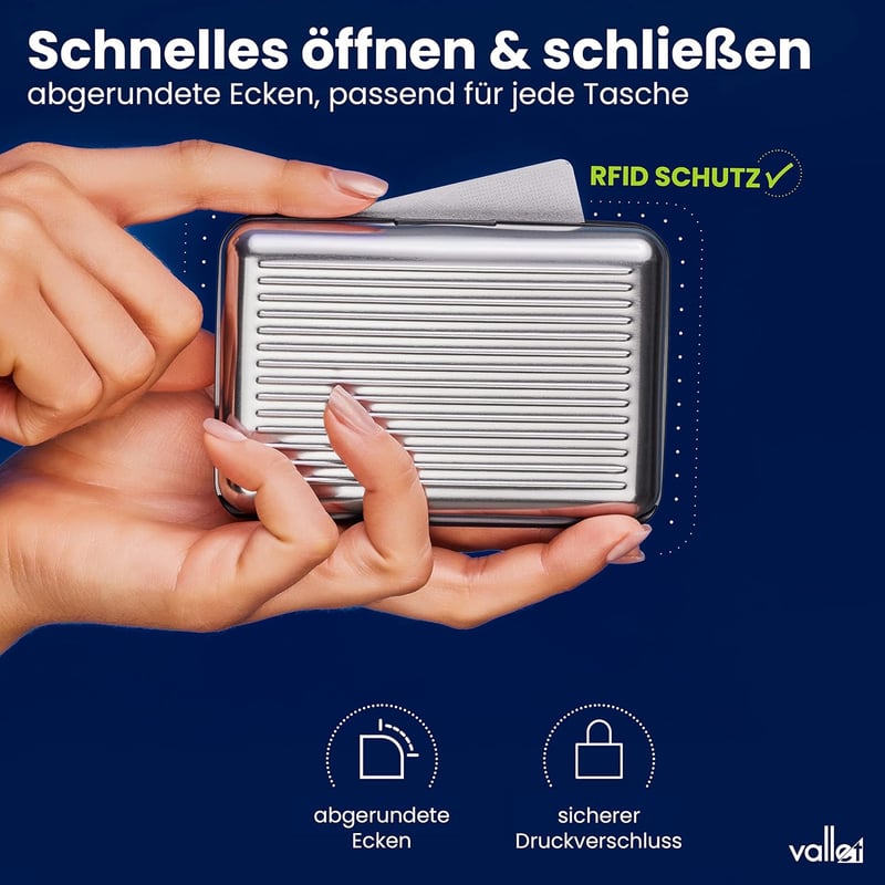 VALLET® Aluminium Kreditkartenetui mit NFC & RFID Schutz