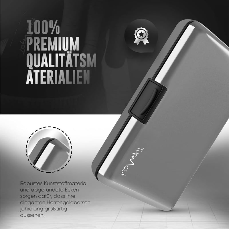 Aluminium Kreditkartenetui mit RFID-Schutz für 12 Karten - Slim Wallet
