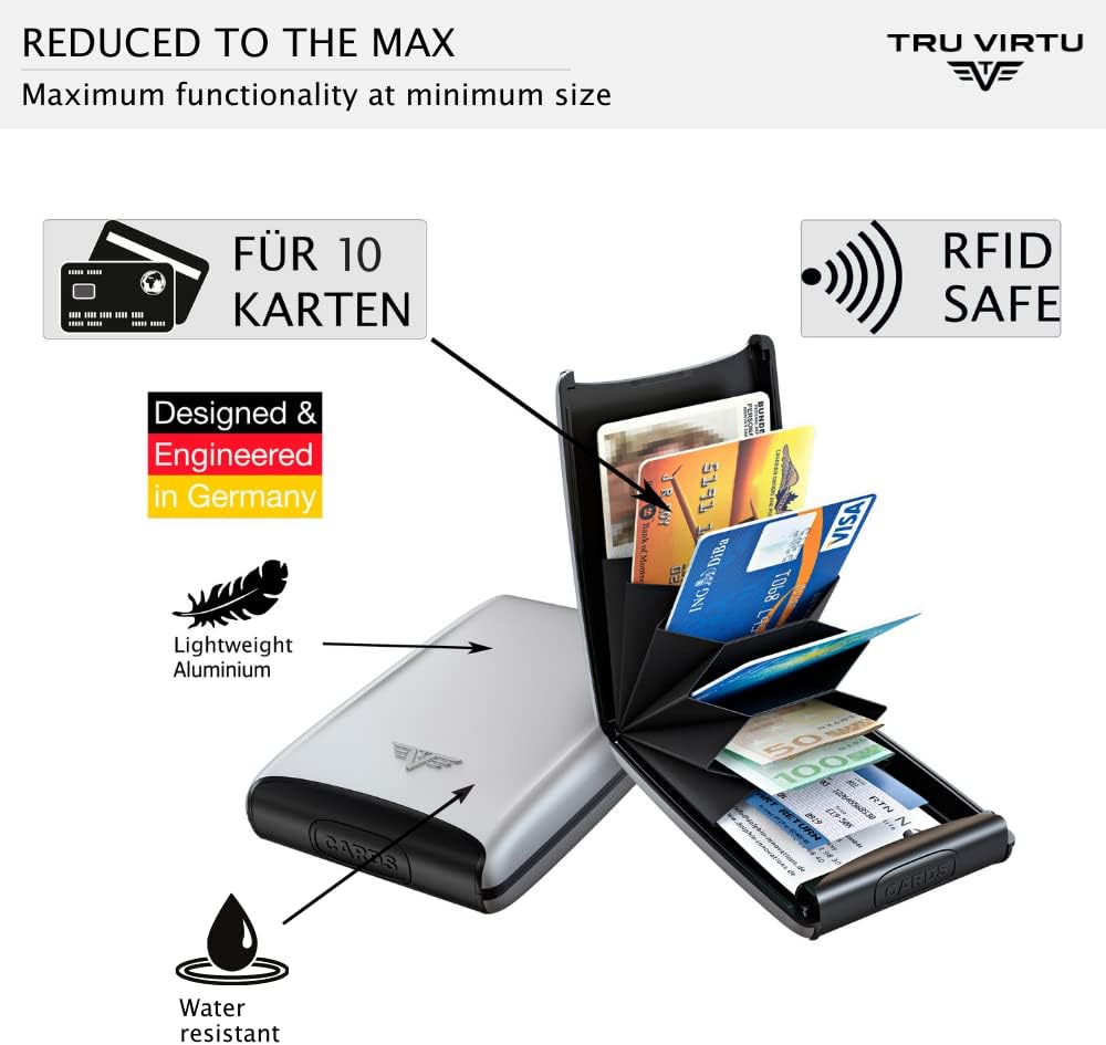 Tru Virtu Kreditkartenetui mit RFID/NFC Schutz aus Aluminium - Slim Wallet für Paare