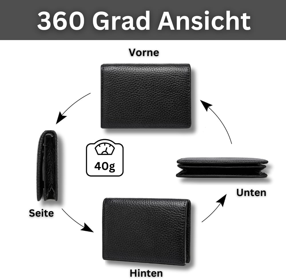 Echtleder Kartenetui für 20 EC Karten und Geldscheine, Damen und Herren