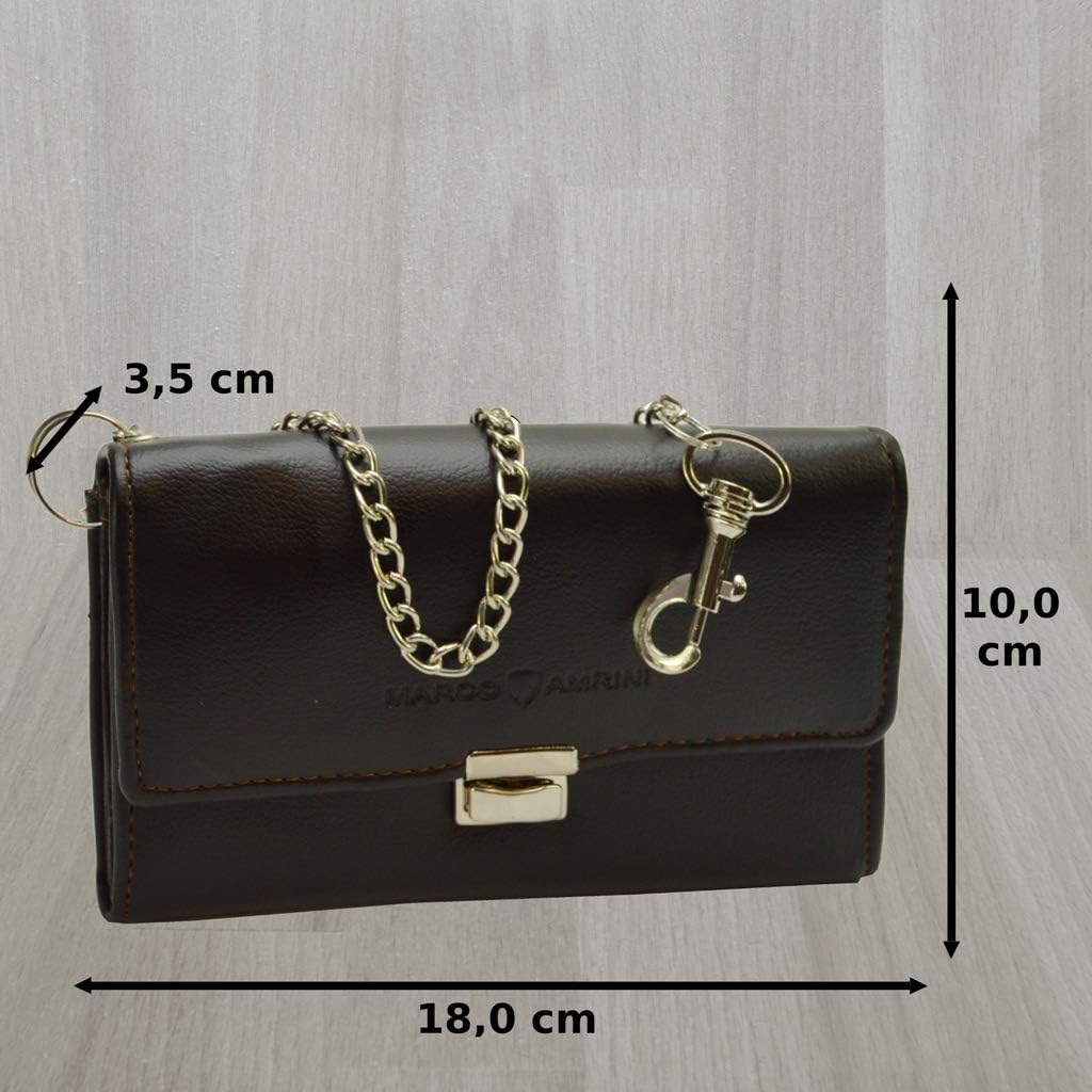 Schwarze Kunstleder-Geldbörse mit Etui und Kette für Paare
