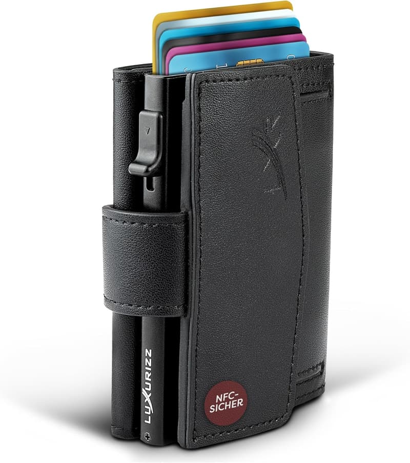 Smart Wallet aus echtem Leder mit RFID-Schutz – Kompaktes Kartenetui für Herren und Damen