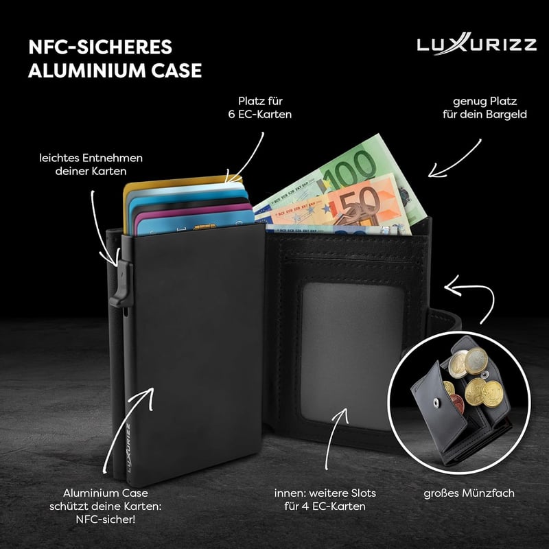 Smart Wallet aus echtem Leder mit RFID-Schutz – Kompaktes Kartenetui für Herren und Damen