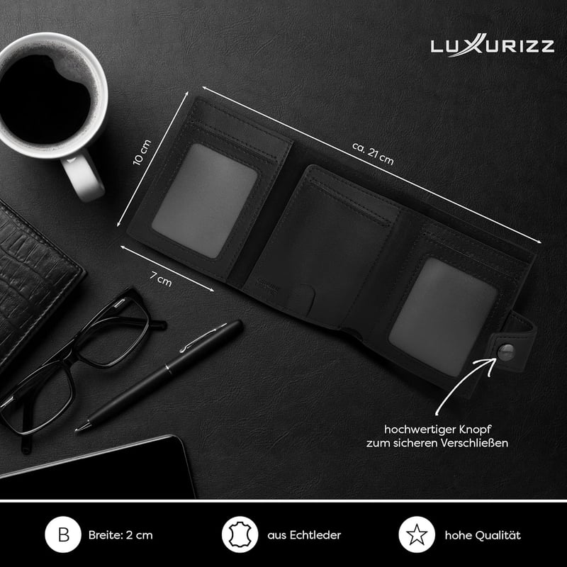 Smart Wallet aus echtem Leder mit RFID-Schutz – Kompaktes Kartenetui für Herren und Damen