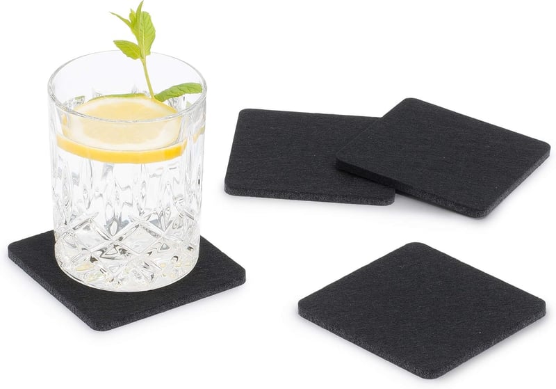 Filzuntersetzer eckig, 8er Set, wählbare Farben für Tisch und Bar