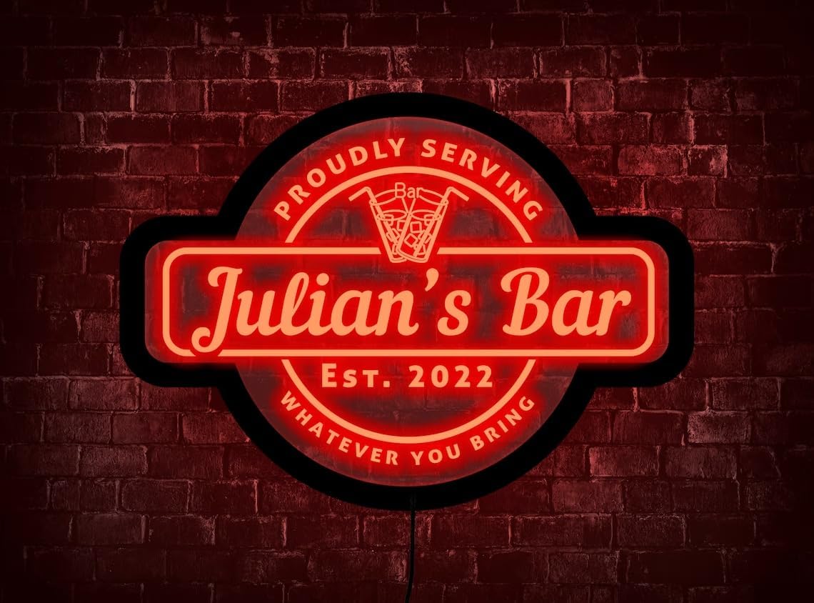 Personalisierbares Neonlicht für die Hausbar
