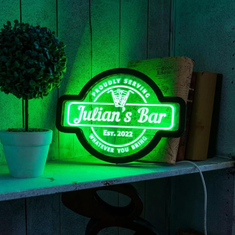 Personalisierbares Neonlicht für die Hausbar