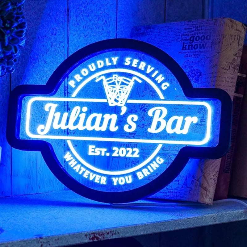 Personalisierbares Neonlicht für die Hausbar