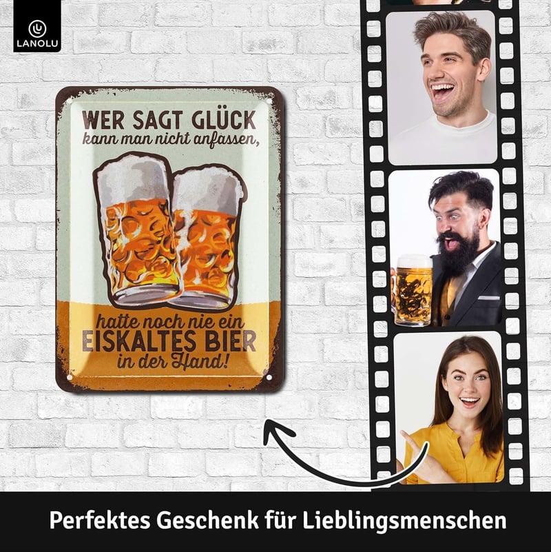 Retro Blechschild für Bar und Partykeller – lustige Sprüche, 15x20 cm
