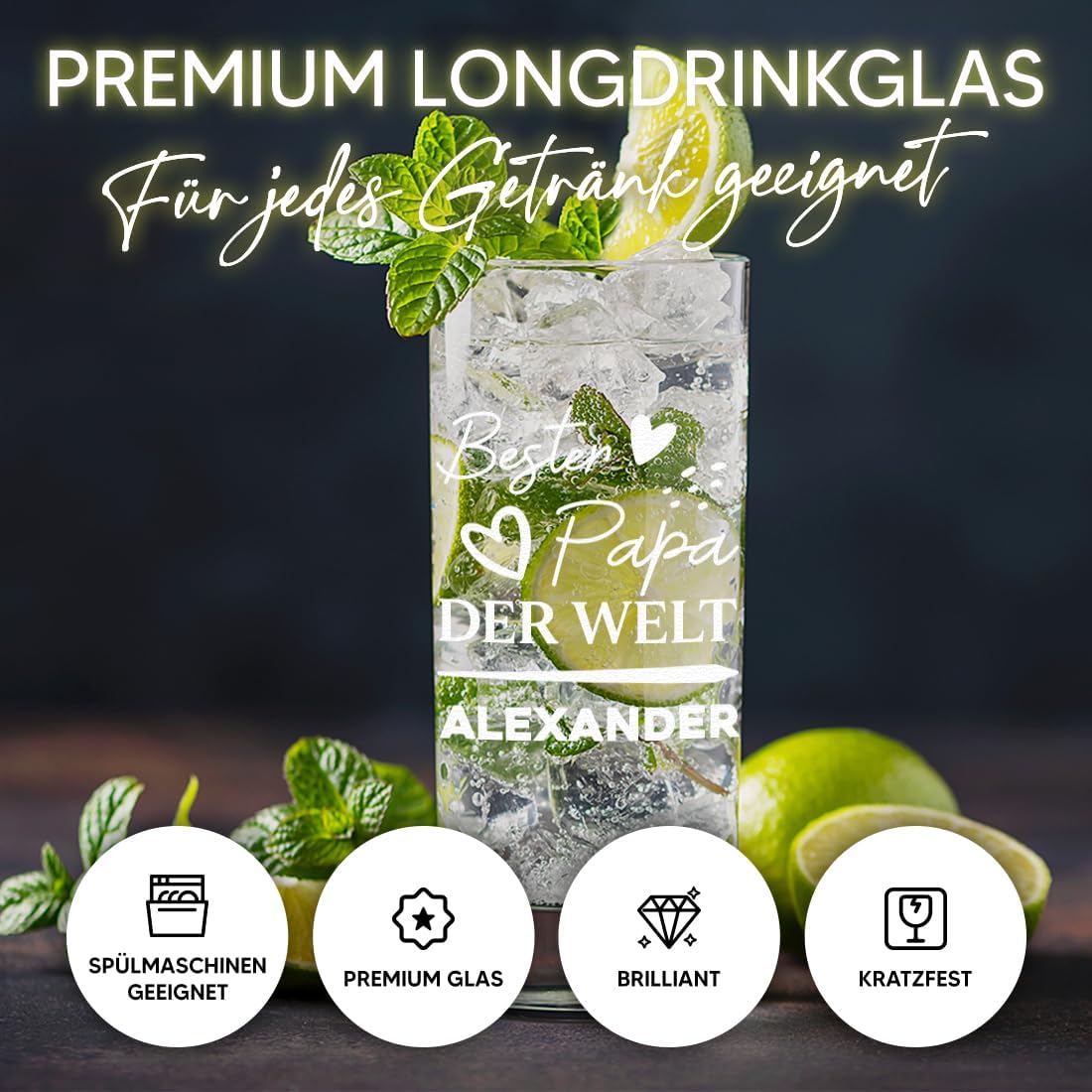 Longdrinkglas 485 ml mit Gravur 