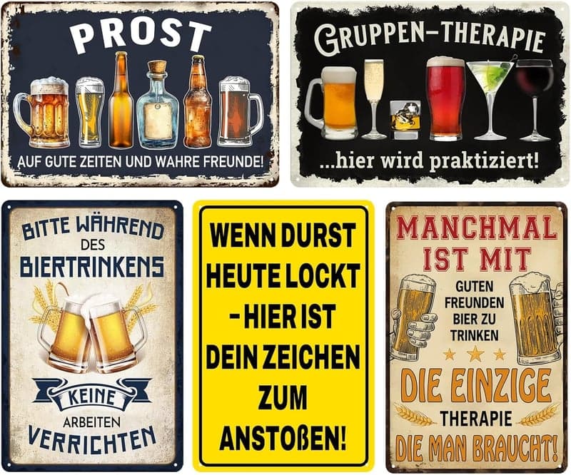 Lustige Metall-Wandschilder Set für Bar und Garten – Rustikale Deko