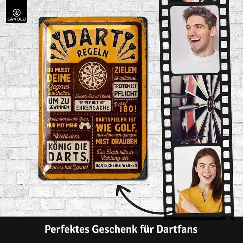 Retro Darts Regeln Metallschild 20x30cm für Bar & Partykeller
