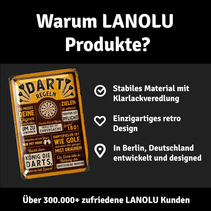 Retro Darts Regeln Metallschild 20x30cm für Bar & Partykeller