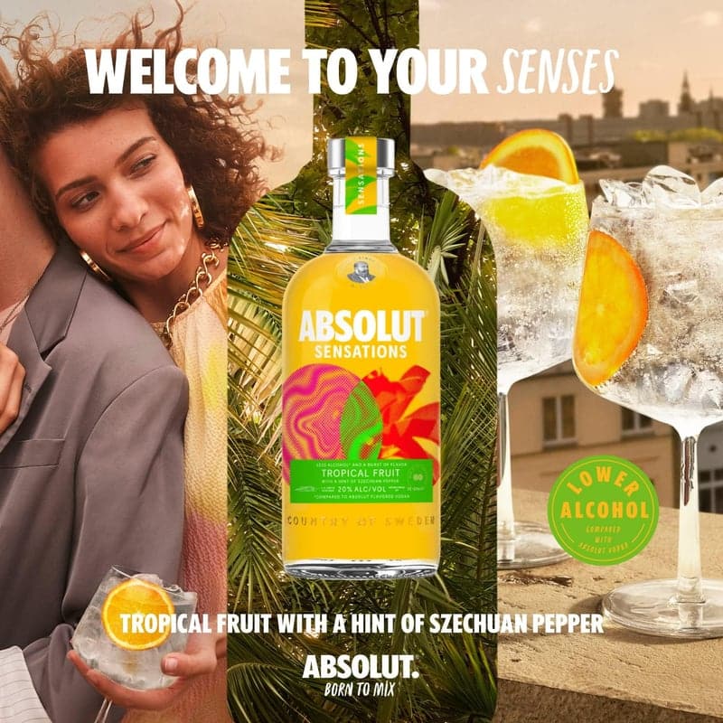 Absolut Vodka Tropical Fruit, fruchtiger Aperitif mit 20% Alkohol, 1 L