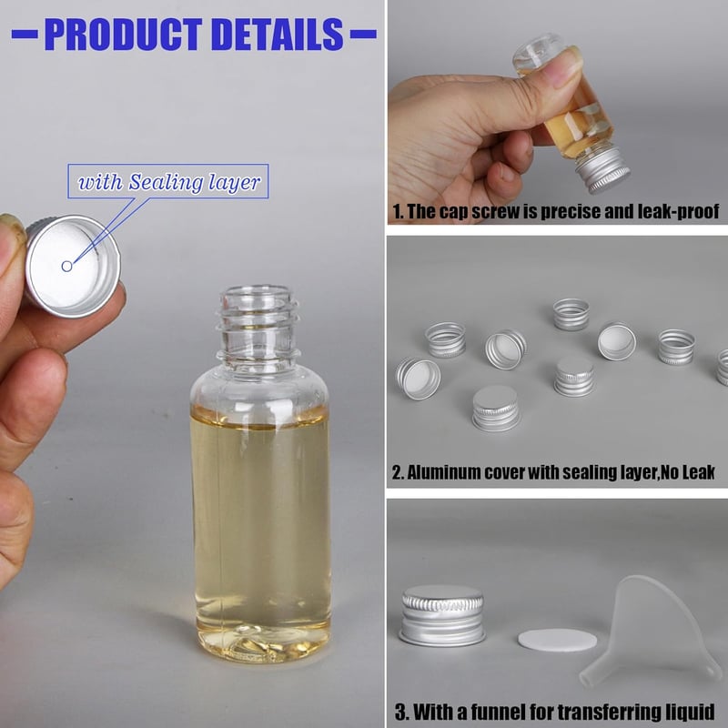10er Set Mini-Alkoholflaschen 80ml mit silbernen Verschlüssen für Partys