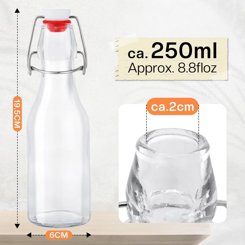 Zanfqvo 10 Stück 250ml Bügelflaschen für Öl, Essig und Saft