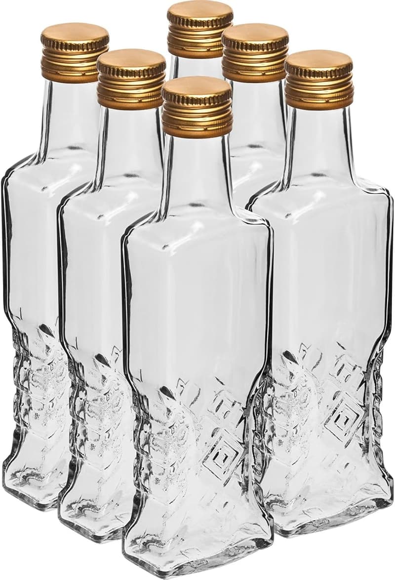 6 Leere Glasflaschen 200 ml zum Befüllen für Likör und Öl